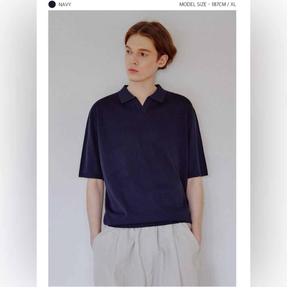 KIMMUIR (Korean brand) Navy blue Men’s Short sleeve Knit Sweater shirt M